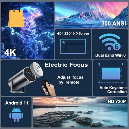 HY300 plus HD Projector Portatil 4K 1280X720P Android LED Video Home Theater Cinema Phone Mini Proyector Movie HY300 Pro
