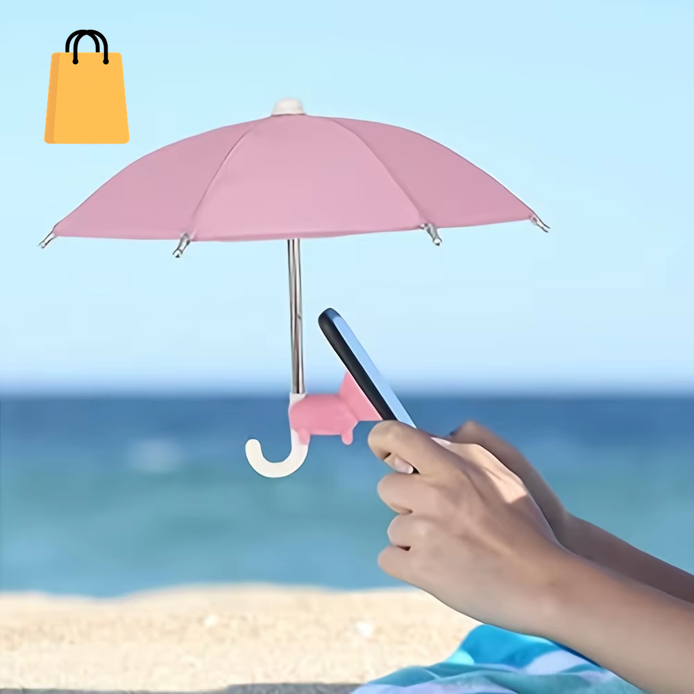 Mini Umbrella for Smart Phone with Suction Cup Holder, Outdoor Anti-Glare Sunshade Cover, Anti-Reflective Screen Protector