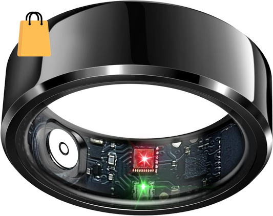 Smart Ring Health & Sleep Tracker - Waterproof Fitness Ring with Heart Rate Monitor, Activity Tracking, Air Gestures, 7-Day Battery Life - Compatible with iOS & Android (Black, #10)