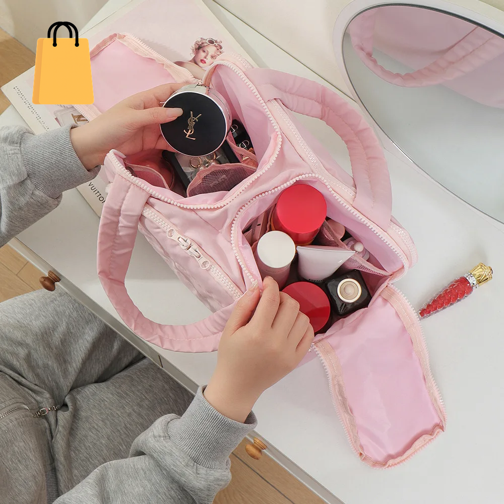 Large Capaci Portable Lightweight Makeup Bag Women'S Travel Miscellaneous Storage Bag Handheld Organizer Cosmetic Pouch Wash Bag