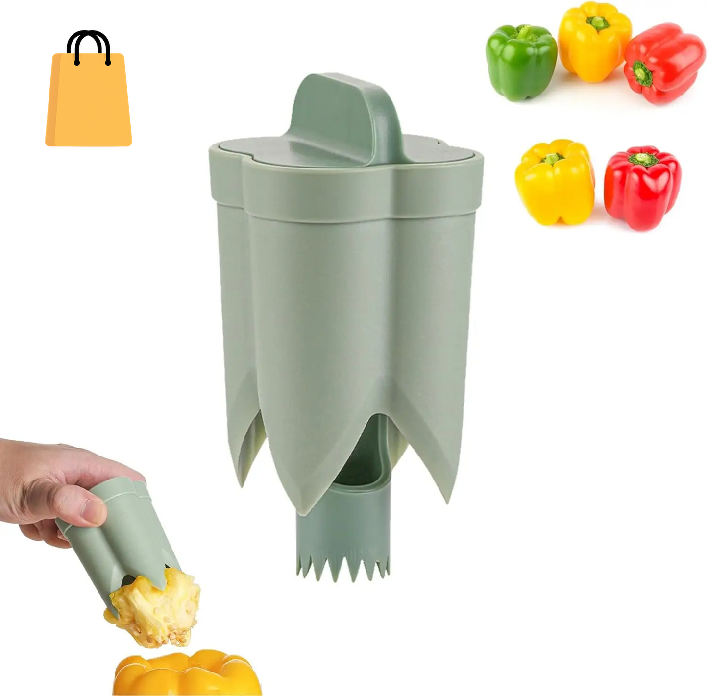 Pepper Seed Corer Remover Upgraded 2-In-1 Bell Pepper Cutter Deseeder Effortlessly Streamline Your Kitchen Prep for Faster Meal