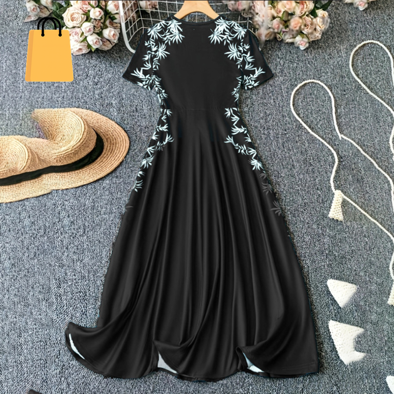 Women'S Elegant Short Sleeve Maxi Dresses Casual Empire Waist Long Dress