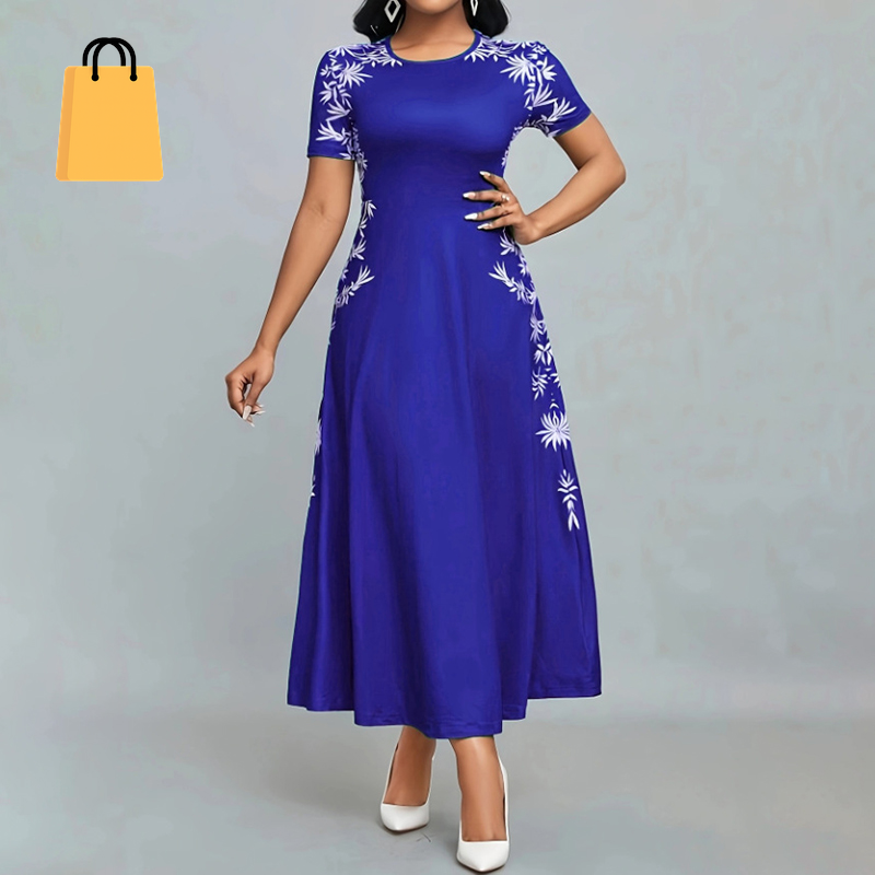 Women'S Elegant Short Sleeve Maxi Dresses Casual Empire Waist Long Dress