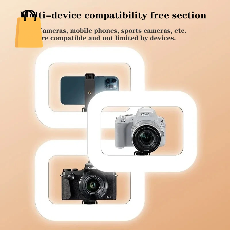 New Handheld Ring LED Rechargeable Fill Light Portable Mobile Phone Live Broadcast Photography Desktop Selfie Light