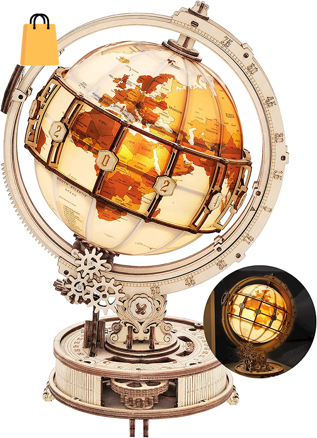 Rokr Luminous Globe 3D Wooden Hot Selling 180PCS Model Building Block Kits Toy