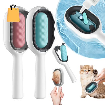Cat Hair Brush with Water, Sticky Brush for Cats, 4 In-1 Cat Grooming Brush Creative Update Cat Dog Grooming Comb with Water Tank Double-Sided Hair Removal Brush Kitten Pet Supplies Accessories
