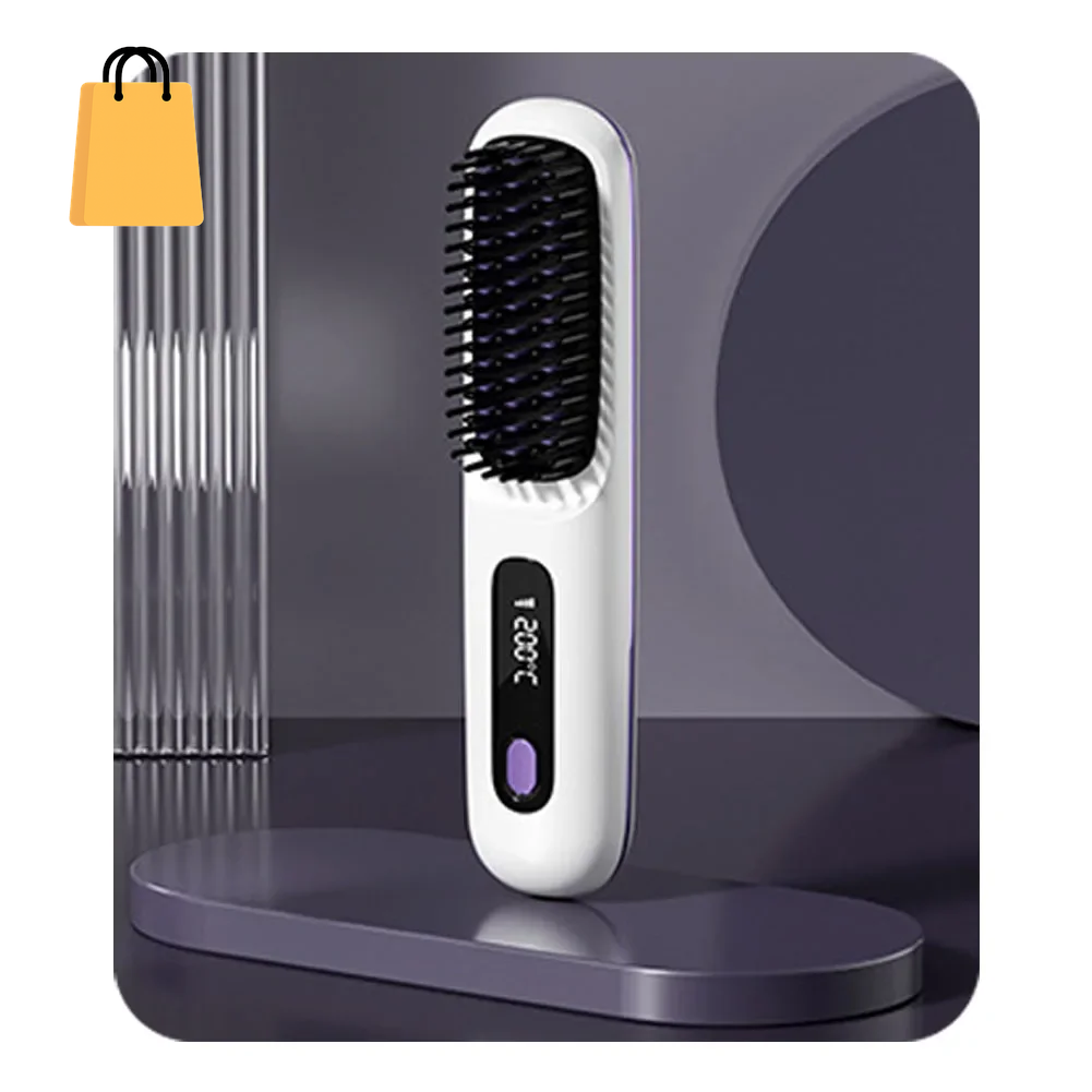 Hair Straightener Brush USB Rechargeable Cordless Negative Ions Hot Brush Electric Fluffy Curly Hair Styling Detangling Comb