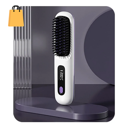 Hair Straightener Brush USB Rechargeable Cordless Negative Ions Hot Brush Electric Fluffy Curly Hair Styling Detangling Comb