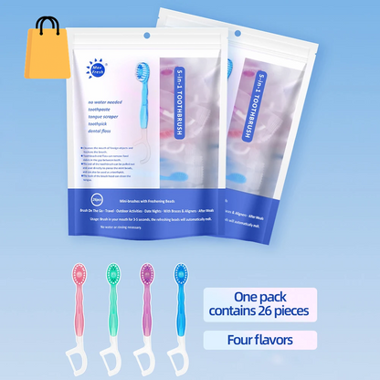 Disposable Mini Toothbrushes with Toothpaste Tongue Scraper Flosses Portable Soft All in 1 Toothbrush Kit for Personal-Hygiene